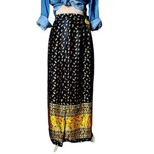 Vintage Silky Floral Wrap Skirt